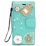 Wholesale Galaxy S9+ (Plus) Crystal Flip Leather Wallet Case with Strap (Perfume Green)